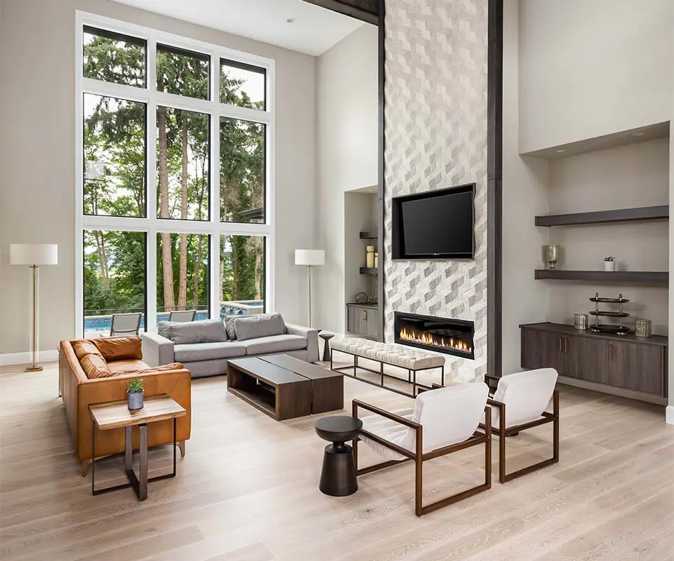 Custom living room interior construction in North Georgia